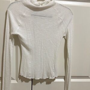 Free People White Long Sleeve Top